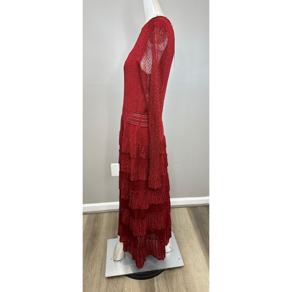 Lela Rose Piper Pointelle Tiered Maxi Dress Size L $1590 - Picture 5 of 9